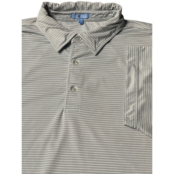 Genteal Other - Genteal Performanc Polo Shirt Mens XL Gray White Stripe Short Sleeve Golf